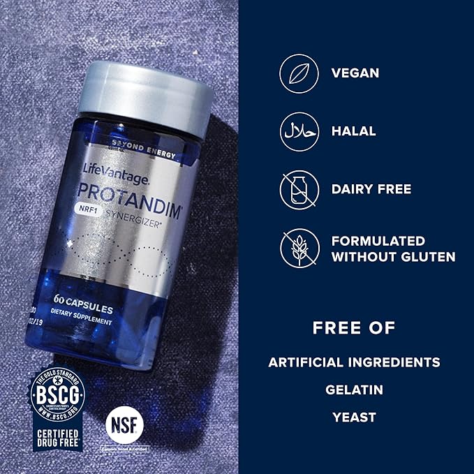 LifeVantage Protandim NRF1 Synergizer NRF1 Activator for Cellular Health Function ATP Production Mitochondrial Supplements for Energy Vitality &amp Aging Support 60 Capsules