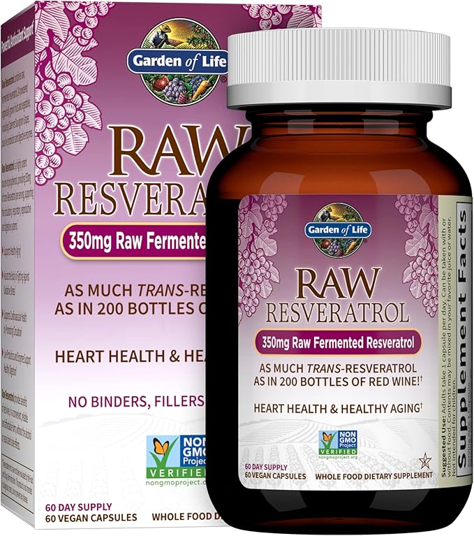 Garden of Life Heart Resveratrol Supplement - Raw Whole Food Antioxidant Formula for Heart Health &amp Vitamin B Complex - Vitamin Code Raw B Complex - 120 Vegan Capsules