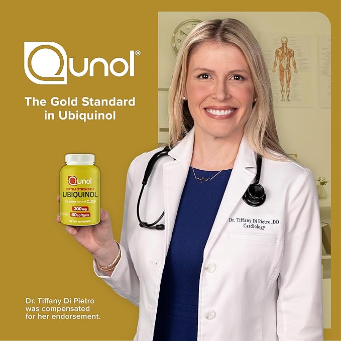 Qunol 200mg Ubiquinol Powerful Antioxidant for Heart and Vascular Health Essential for energy production Natural Supplement Active Form of CoQ10 60 Count