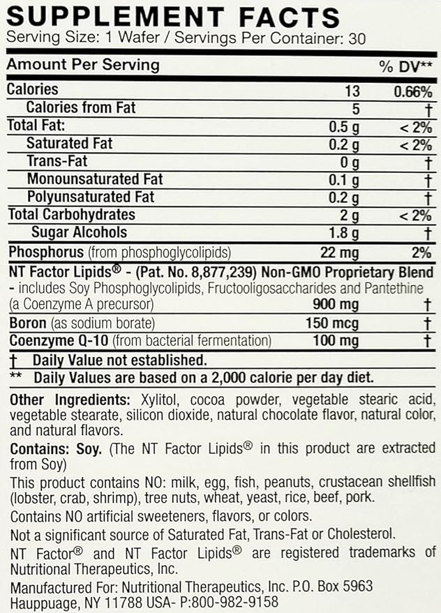 Nutritional Therapeutics - NT Factor with CoQ10 100 MG 30 Chewable Wafers Chocolate