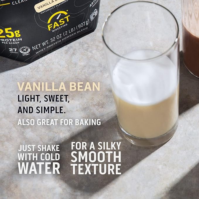 Ascent 100% Whey Protein Powder Vanilla Bean 2 lb &amp Creatine Monohydrate Powder Unflavored 45 Servings