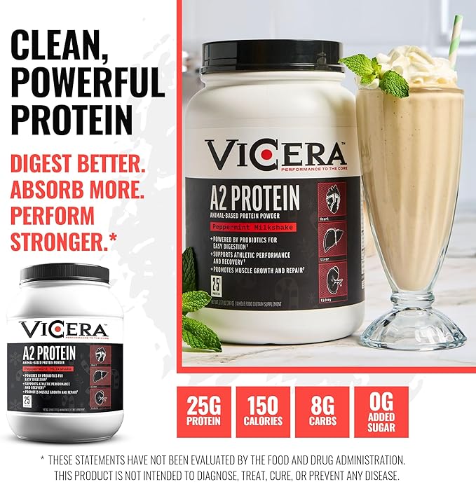 A2 Protein Powder Peppermint Milkshake 25 G Protein per Serving Organic A2/A2 Whey Casein Blend With Probiotics and Celtic Sea Salt Gluten Free Workout Supplement Non GMO 20 Serv 27.4 Oz