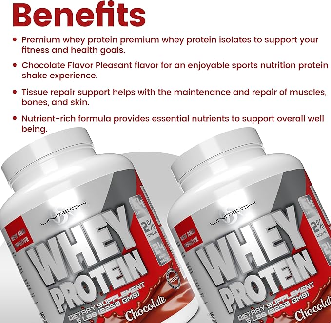 Unitech USK | Whey Chocolate Powder | Muscle Repair &amp Support | Quality Protein with Essential Amino Acids Enzymes &amp Minerals | Sports Supplement | Chocolate Flavor 80oz