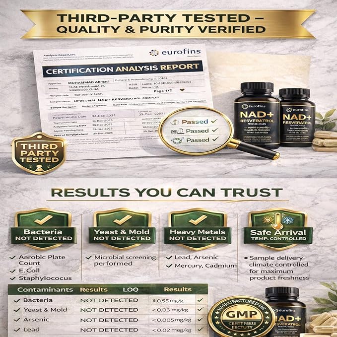 Liposomal NAD+ Resveratrol Complex 1500mg – Advanced Cellular Energy Anti-Aging DNA Repair Support High Absorption Liposomal Technology – 60 Capsules “3rd Party Tested – Eurofins”