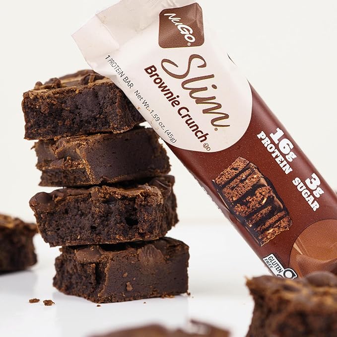 NuGo Slim Variety - Brownie Crunch 12 Bars &amp Raspberry Truffle 12 Bars Low Net Carb Keto Friendly Gluten Free 24 Count