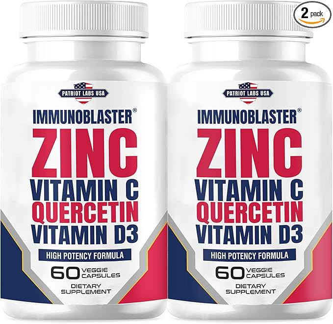 (2 Pack) Zinc Quercetin Vitamin C 800 mg with Vitamin D3 Antioxidant Immune Support High Potency Quercetin Zinc Supplement for Men and Women - Gluten Soy &amp Dairy Free - 120 Count (Twin Pack)