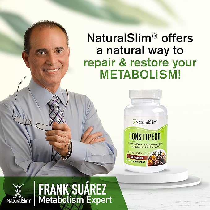 NaturalSlim Constipation Relief Stool Softeners Constipend Colon Cleanser for Women &amp Men with Magnesium Citrate Aspartate &amp Olive Extract 120 Vegetable Capsules