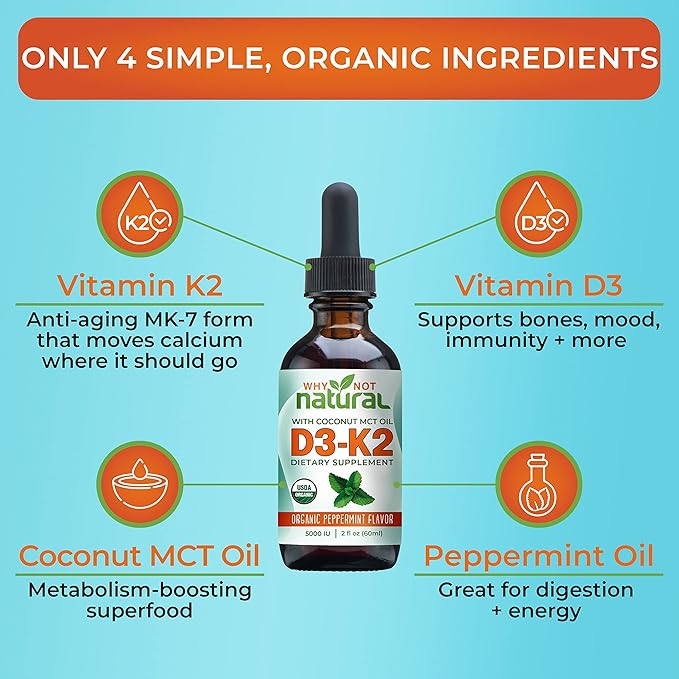 Why Not Natural Organic Vitamin B12 and Vitamin D3 K2 Liquid Drops
