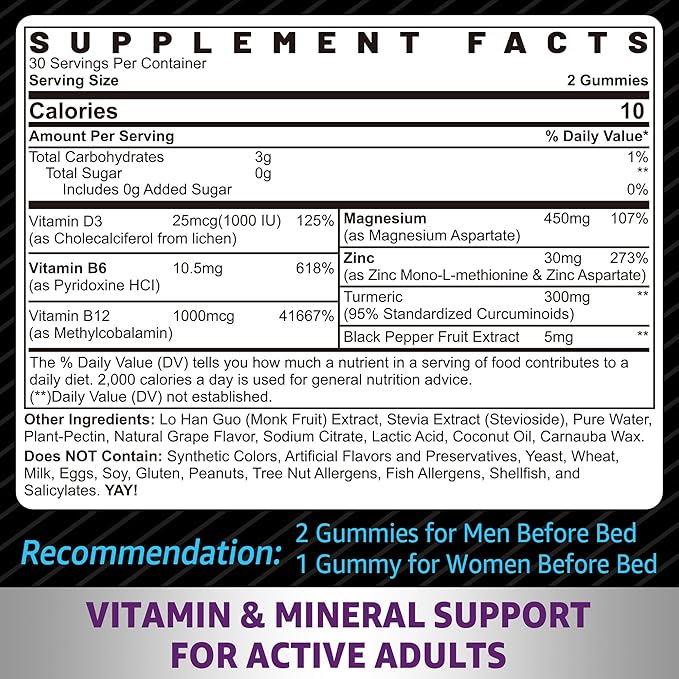 Vegan Omega 3 Gummies with Zinc and Magnesium Supplement
