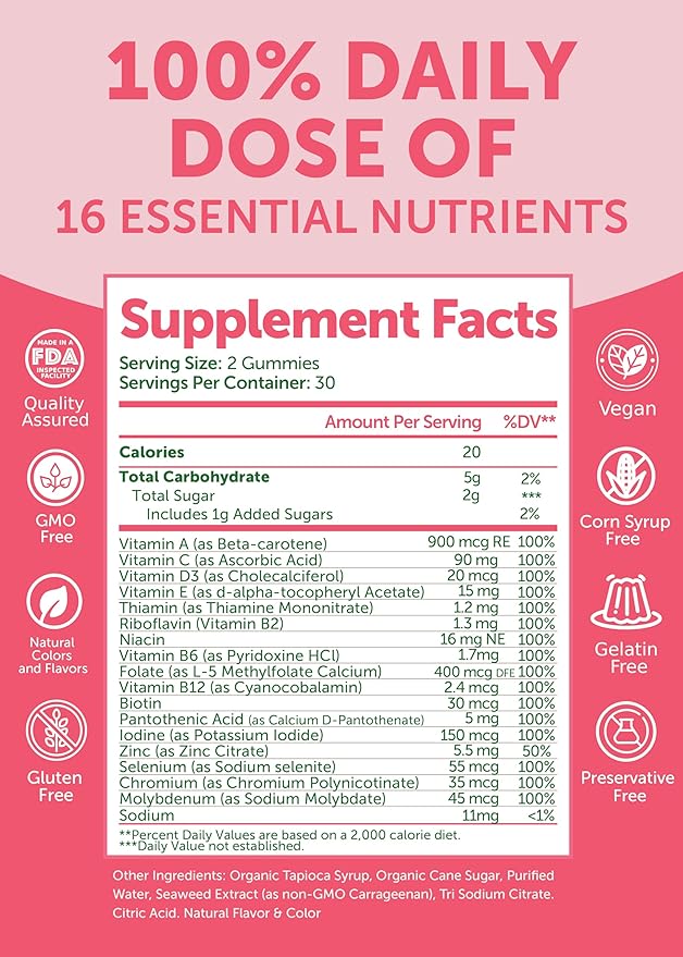 Lunakai USA Made Women’s Multi &amp Energy Gummies Bundle – 16 Essential Nutrients &amp B12 – 60 Ct Each