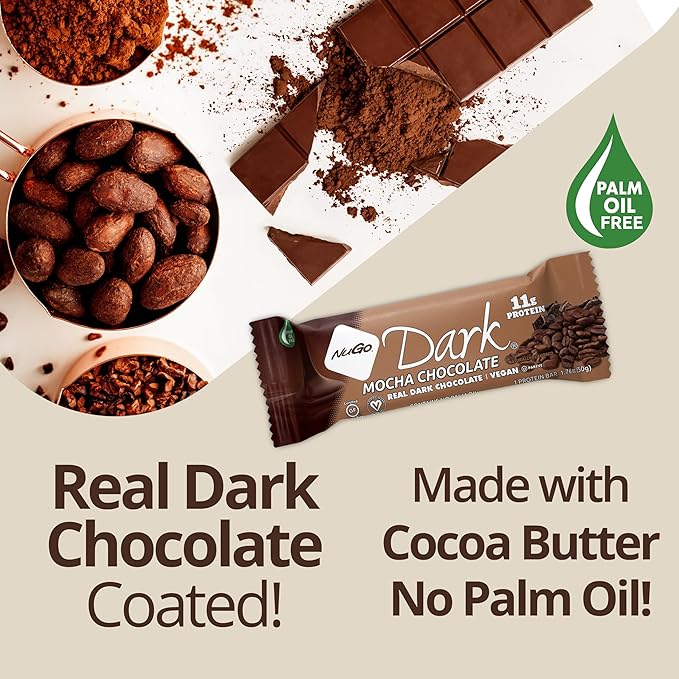NuGo Dark Mint Chocolate Chip 13g Protein Bar Vegan Gluten Free Non-GMO Kosher Pareve 24 Count