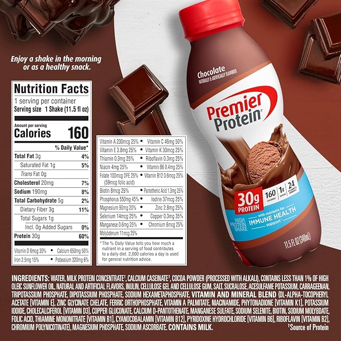 Premier Protein 30g Protein Shake Chocolate 11.5 fl oz (Pack of 2)