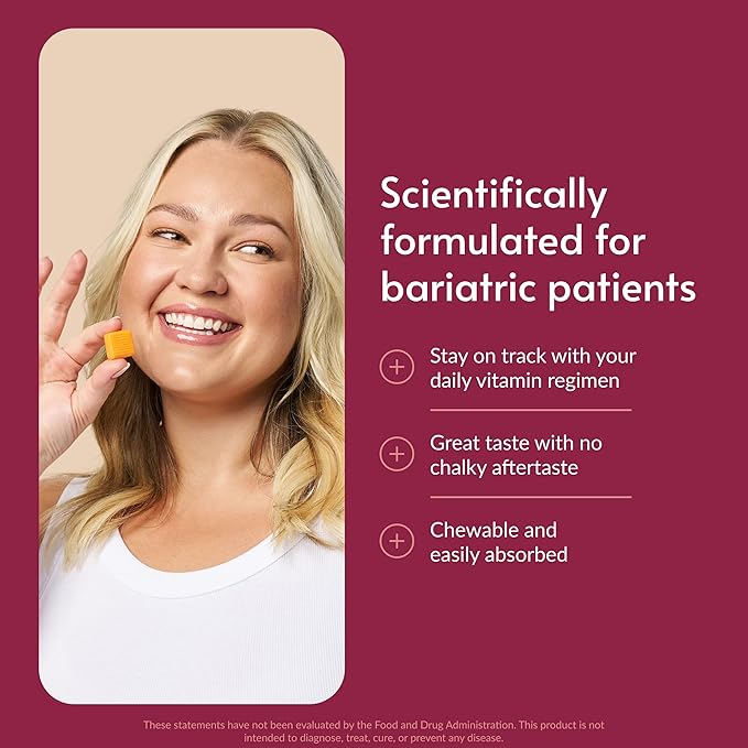 Bariatric Advantage Multi Chewy Bite - Soft Chew Multivitamin for Bariatric Surgery Patients - Chewable Multivitamin with Folic Acid Vitamin D3 &amp More - Tropical Orange Flavor - 60 Count