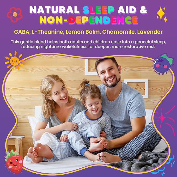 (2 Pack) Magnesium Glycinate Gummies for Kids &amp Adults Sugar Free Magnesium Glycinate 400/200mg Supplement with Chamomile Lavender L-Theanine &amp GABA B6 D3 &amp K2 for Relax Brain Immun