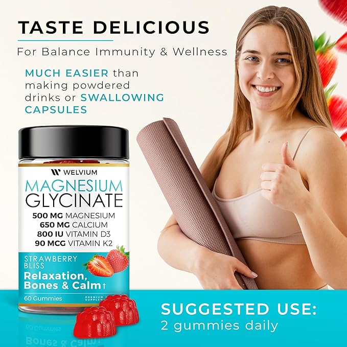 Liquid Vitamin D3 K2 A + Magnesium Gummies - Immune &amp Relaxation Support