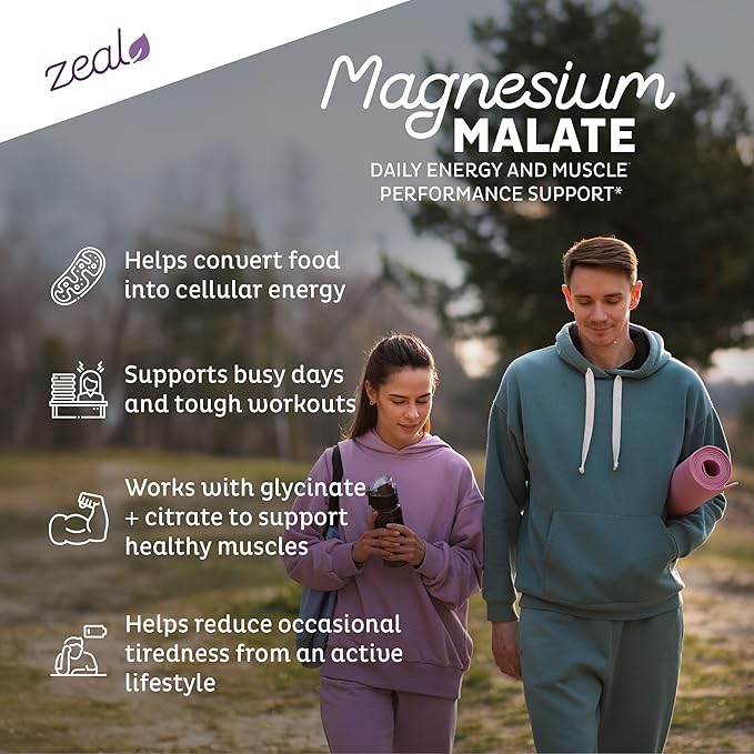 Zeal Naturals Triple Magnesium Complex Supplement - Glycinate Malate Citrate | 400mg 180 Capsules | High Absorption Chelated Magnesium for Sleep Mood Muscle Recovery Relaxation