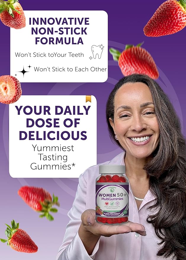 Lunakai USA Made Women 50+ Multivitamin &amp Probiotic Gummies Bundle – Immune &amp Digestive Support – 60 Non-GMO Gummies Each