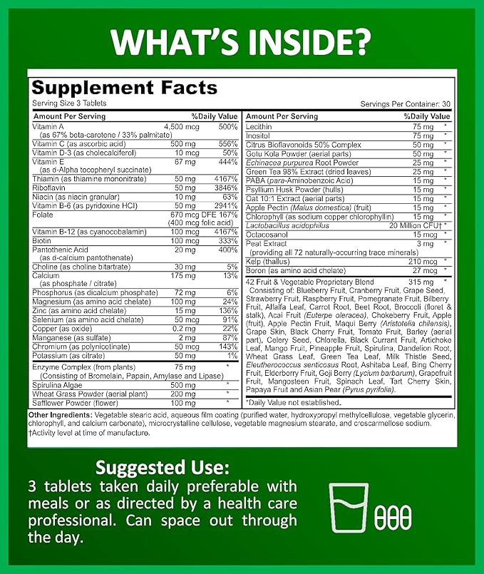 Potent Garden Adult Multivitamin for Women &amp Men 42 Fruits &amp Vegetables Plus Probiotics Supports Energy Metabolism &amp Immune System Daily Multivitamin for Men &amp Women Non-GMO 90 Tab