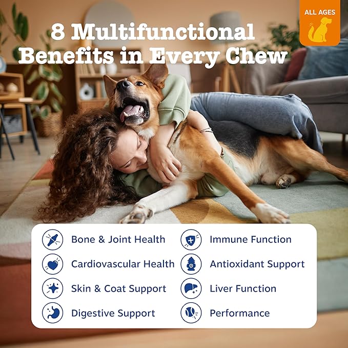 Zesty Paws Dog Multivitamin Chewable Dog Vitamins and Supplements for Hip &amp Joints Skin &amp Coat Omega 3 Fish Oil for Dogs- Senior &amp Puppy Multivitamin - Chicken- 250ct