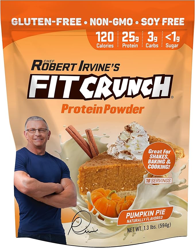 Fit Crunch Tri-Blend Whey Protein Keto Friendly Low Calories High Protein Gluten Free Soy Free (18 Servings Pumpkin Pie)