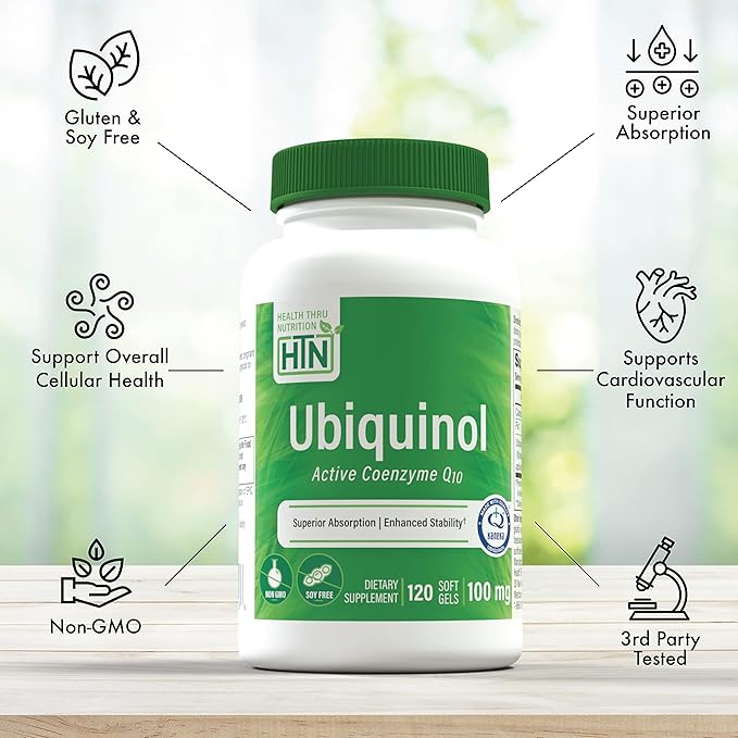 Health Thru Nutrition HTN Ubiquinol + PQQ Bundle: 20mg Pyrroloquinoline Quinone &amp 100mg Kaneka Ubiquinol (120 Servings Each)