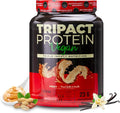 Nutrology TRIPACT Vegan Protein Powder - Organic Pea Rice &amp Pumpkin Blend Meal Replacement Shake with BCAAs &amp Glutamine for Muscle Recovery &amp Immunity Peanut Butter &amp Vanilla Flavor