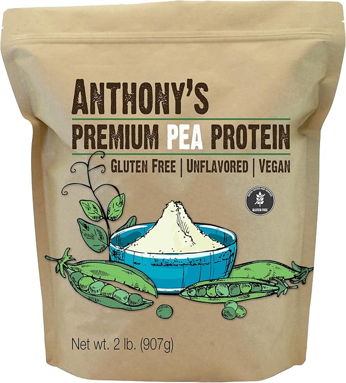 Anthony's Premium Pea Protein 2 lb Plant Based Gluten Free Unflavored Vegan Keto Friendly Made from Peas