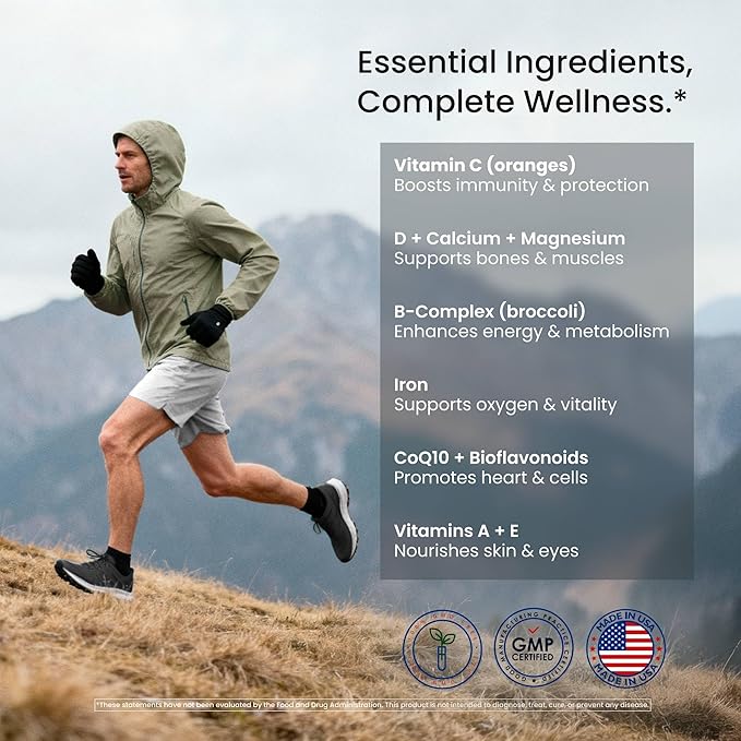 Adult Multivitamin - Daily Women &amp Men Multivitamins with Essential Vitamins &amp Minerals - Immune Energy Heart &amp Bone Support - Complete Daily Vitamin Supplement