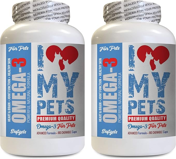 Dog Dry Skin Treats - Omega 3 Fatty ACIDS for Pets - Dogs and Cats - Premium Health - Omega 3 for Puppies - 360 Softgels (2 Bottles)