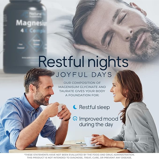 Natural Flow 4X Magnesium Supplement Magnesium Glycinate Taurate Malate Orotate Complex Calm Sleep and Cramp Support Blend No Mag Citrate or Oxide 120 Capsules