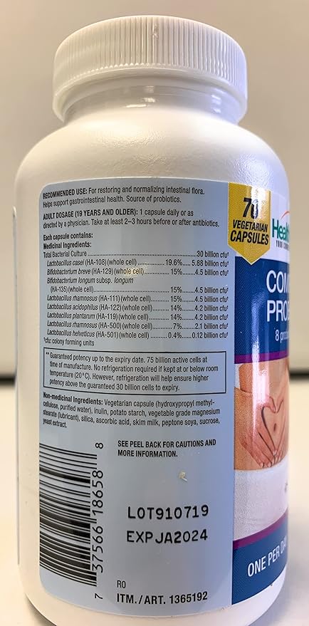 HealthBalance Complete Probiotic 8 probiotic strains / 30 Billion Active Cells 70 vegi caps