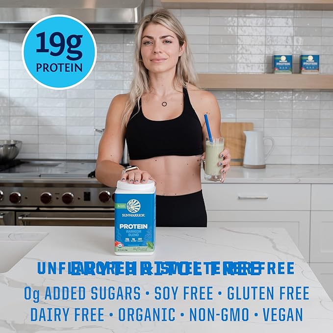 Sunwarrior Organic Greens Probiotic Powder &amp Plant Based Protein Powder Set | Bundle &amp Save | Ormus Supergreens Plus Vegan Organic Warrior Blend (30 Servings Protein 45 Servings Greens)