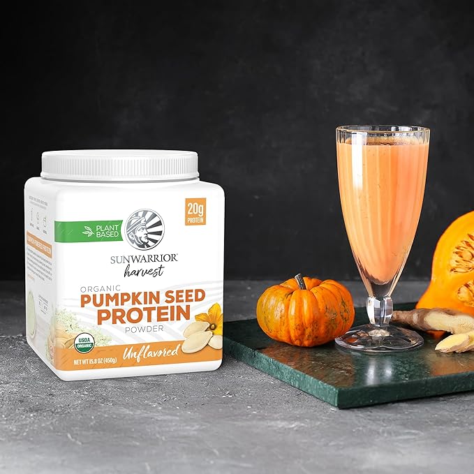 Organic Pumpkin Seed Protein Powder Cold Pressed Simple Single-Ingredient Superfood Plant-Based Easy to Digest All 9 Essential Amino Acids Mild Flavor for Smoothies Baking &amp 20g Protein 15 Serv