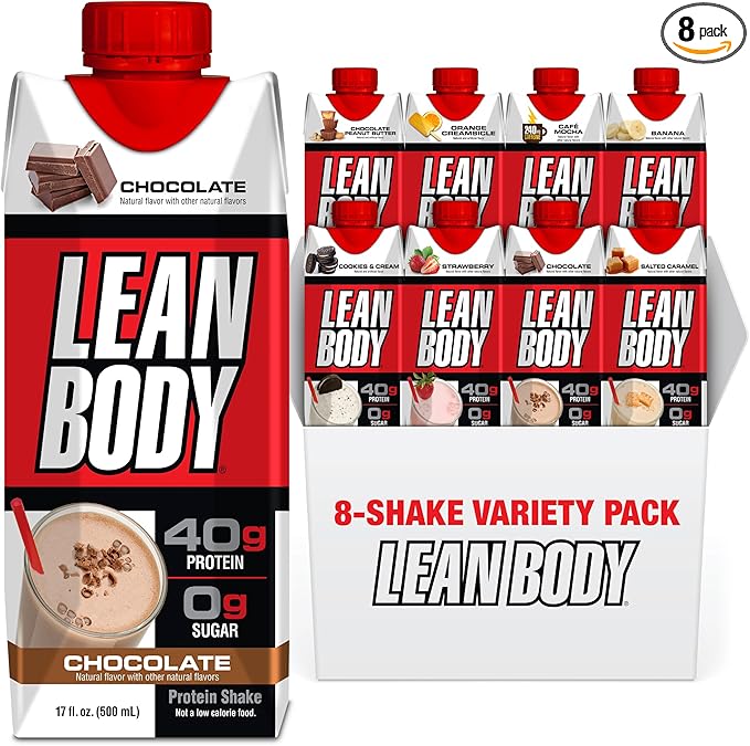 LEAN BODY 8 Flavor Variety Pack 40g Protein Zero Sugar 24 Vitamins &amp Minerals to Support Immune Health 17 fl oz 8 Pack.