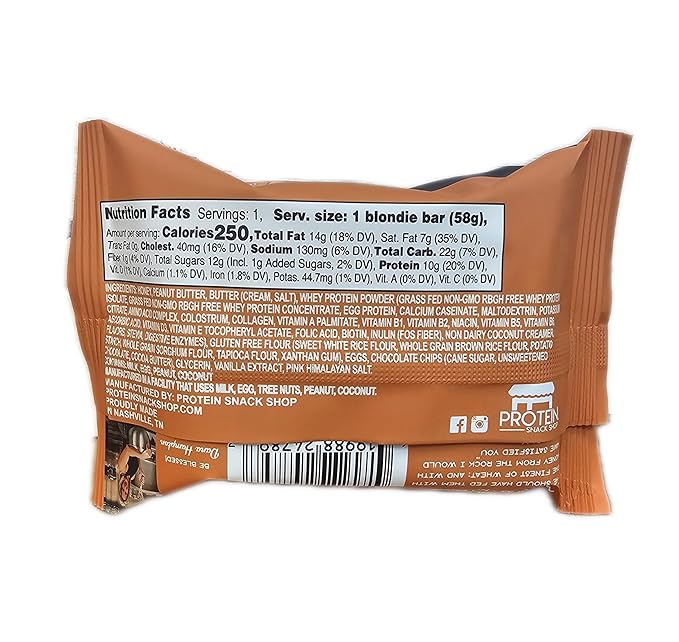 Gourmet Protein Brownie &amp Blondie Bars | High Protein Gluten-Free Honey-Sweetened No Seed Oils or Preservatives – Protein Snack Shop (8 Peanut Butter Chocolate Chip)