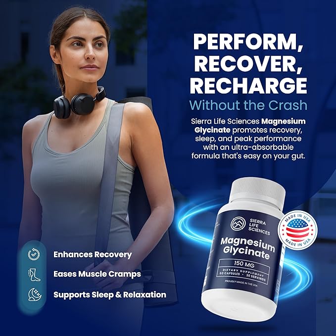 Magnesium Glycinate 150mg | High Absorption Chelated Magnesium Supplement | Non-GMO Vegan Made in USA | (2-Pack)