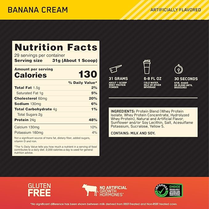 Optimum Nutrition Gold Standard® 100% Whey Banana Cream 2 lbs (907 g)