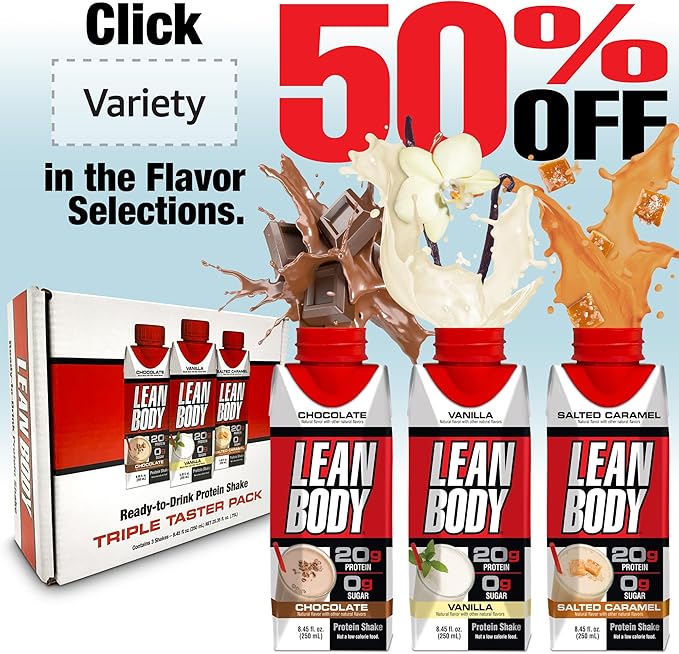 Lean Body Ready-to-Drink Café Mocha Protein Shake 240mg Caffeine 40g Protein Whey Blend 0 Sugar Gluten Free 22 Vitamins &amp Minerals (Recyclable Carton &amp Lid - Pack of 12) LABRADA