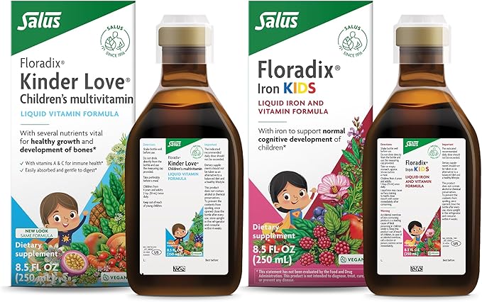 Floradix Kinder Love Children's Multivitamin - Herbal Supplement - Liquid Multivitamin Kids Iron and Herbs 8.5 Fl Oz - Bundle (Pack of 2)