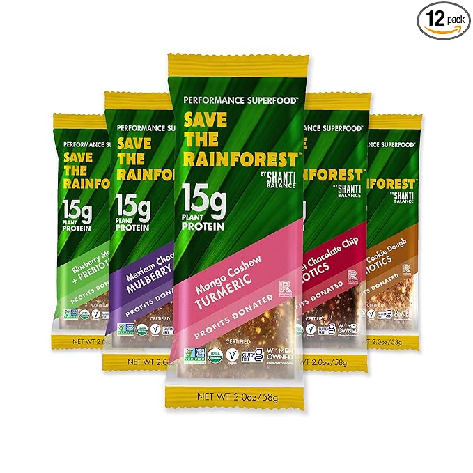 SAVE THE RAINFOREST by SHANTI BALANCE | Best Sellers Variety Pack | 15G Plant Protein | Organic Gluten Free Superfood | Gut Health Prebiotics + Performance Nutrition | 12 Count