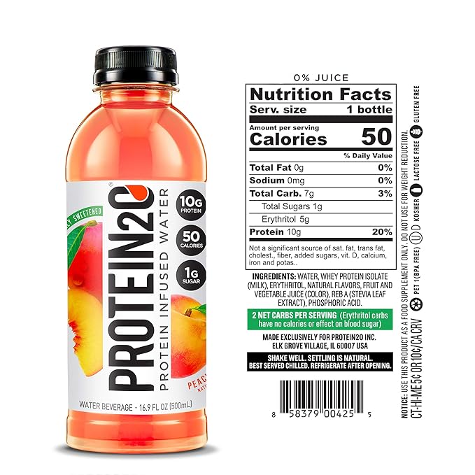Protein2o Whey Protein Isolate Infused Water Bundle (12 Pack) - Wild Cherry and Peach Mango Flavors