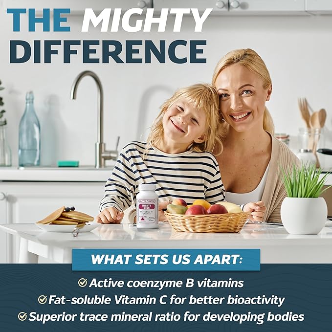 Mighty-Mins - Multivitamin for Kids with Iron in Chewable Form - for Children from 6 Months Through Adolescence - Easier to Absorb Gentle On Digestion - 240 Wafers