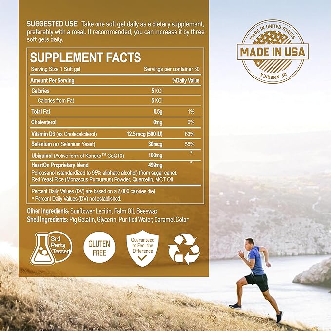 NANOWELL HeartOn Active CoQ10 Kaneka Ubiquinol 100 Plus Heart Health Supplement - 60 Softgels X 2 Boxes for 4 Months (120 Count)