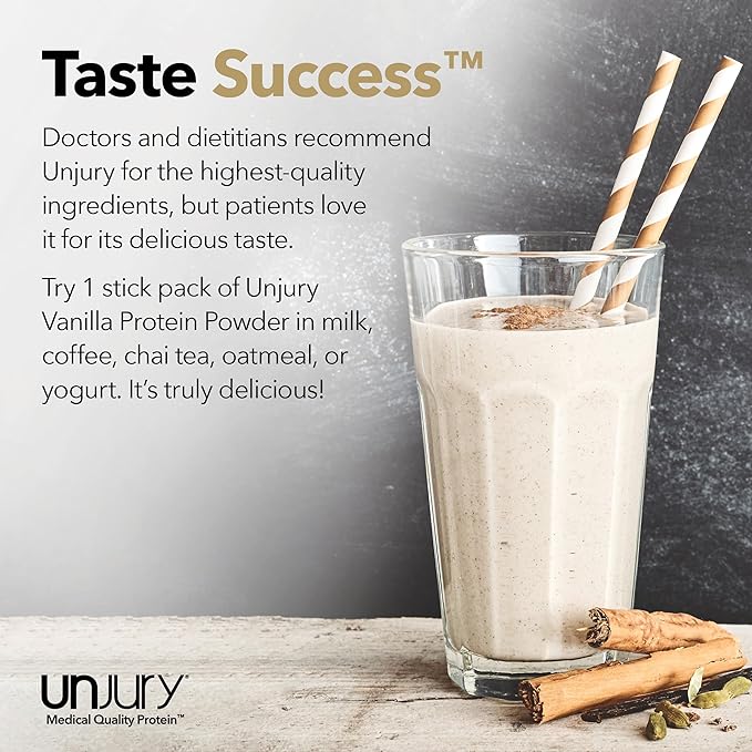 Unjury Whey Protein Powder Individual Stick Packs | Vanilla | 10.5g 100% Whey Isolate Protein Powder | Low Carb and Lactose Free | Gluten Free | Certified Kosher | 20 Servings