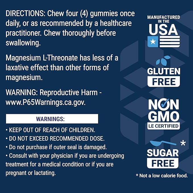 Life Extension Gummy Science™ Neuro-Mag® Magnesium L-Threonate Memory Support Quick Thinking cognition Magnesium Supplement Gluten-Free Non-GMO Orange Flavor 60 Gummies
