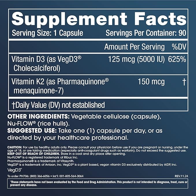 ProHealth Vitamin D3 + K2 | 90 Capsules | Bioactive VegD3® &amp MK-7 for Bone Heart &amp Immune Support | Non-GMO Triple Lab-Tested USA GMP-Certified