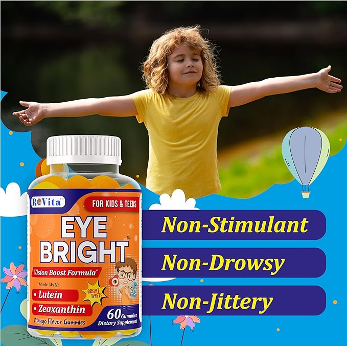 Eye Bright Lutein Gummies for Kids &amp Teens– Eye Vitamins with Lutein &amp Zeaxanthin – Eye Health Supplements for Vision Support – Vitamins for Eye Health &amp Macular Support – 60 Gummies
