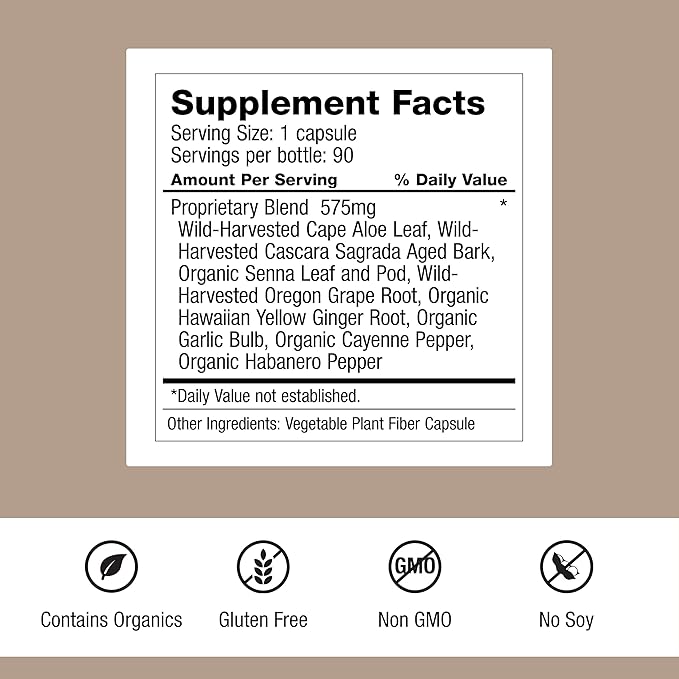 Dr. Schulze's Intestinal Formula #1 - Bowel Movement Supplement for Colon Health Support - Bloating &amp Constipation Aid - Intestinal Cleanse - All-Natural - Plant-Based - Vegan - 90 Count
