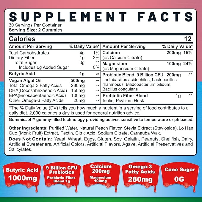 Butyrate TMG Supplements Gummies 4Pack
