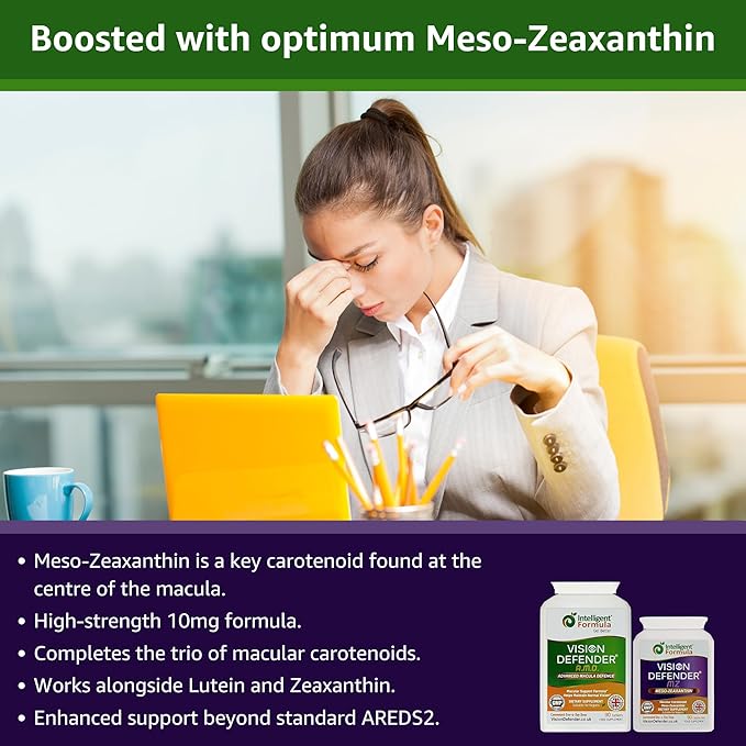 Vision Defender AMD and Vision Defender MZ Macula Health Bundle - AREDS2 Formula Boosted by Optimum High Strength Meso-Zeaxanthin Vegan Health Supplement (90 Days Supply)